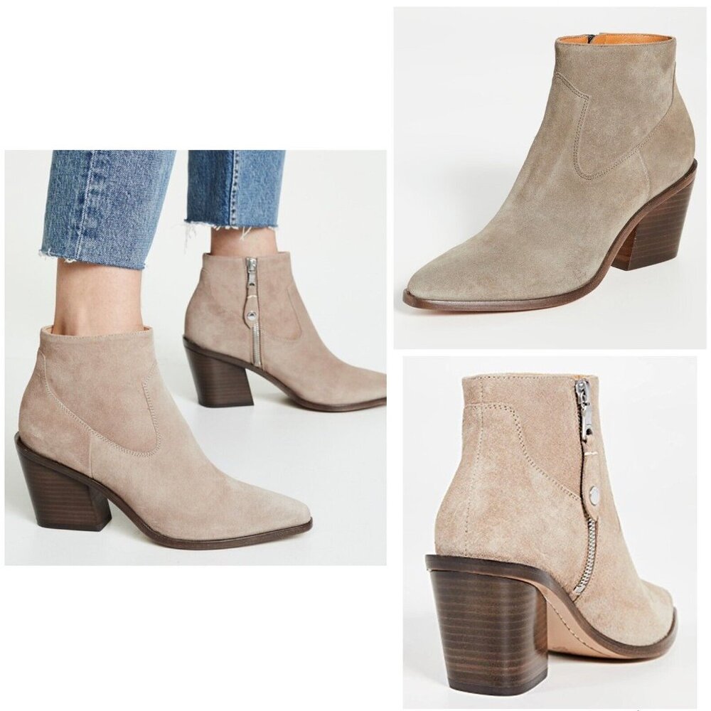 NIB Rag & Bone Razor Leather Booties In Light Sand Size EU37/US7